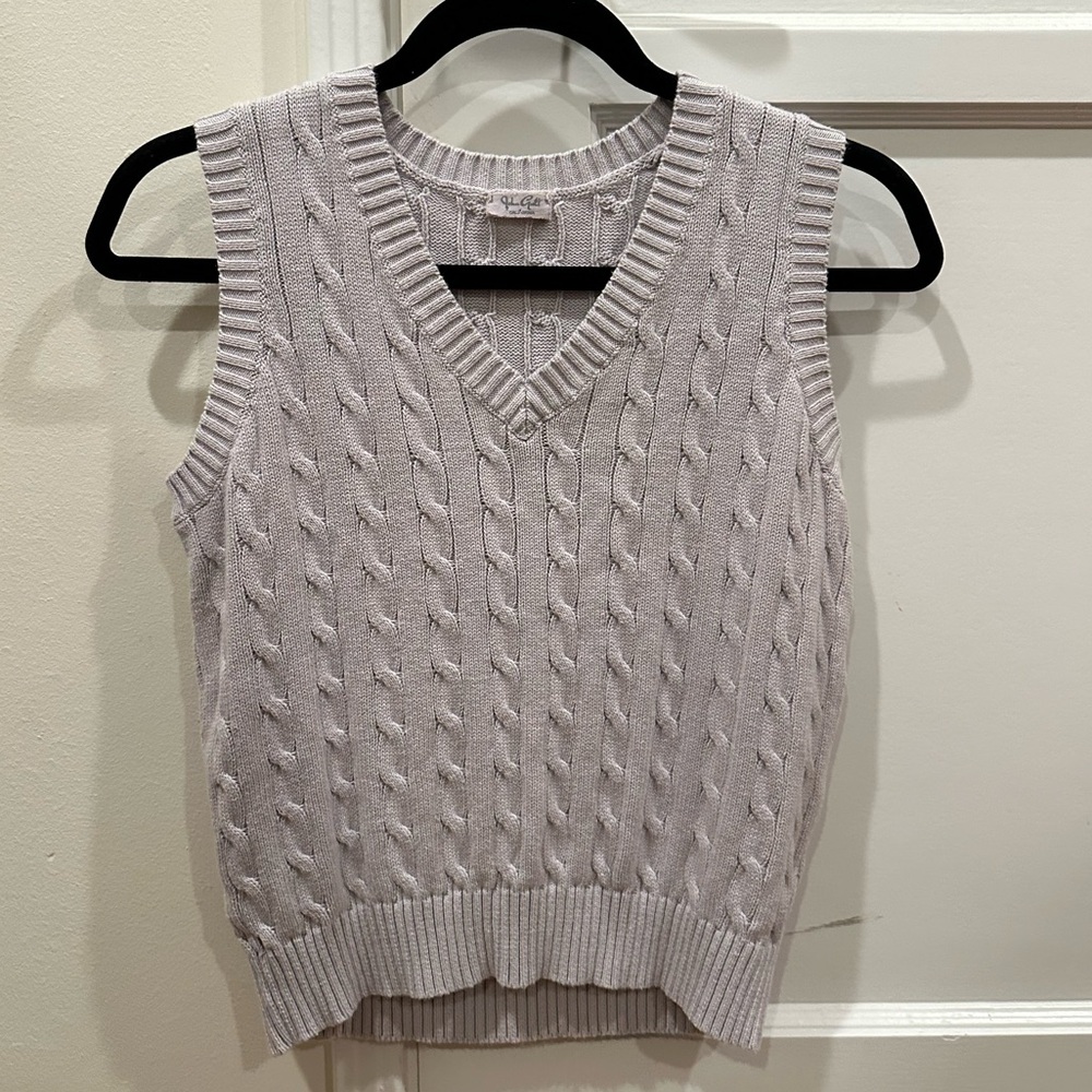 BRANDY MELVILLE JOHN GALT Cable Knit V-Neck Sweater Vest, Lilac, Women One Size